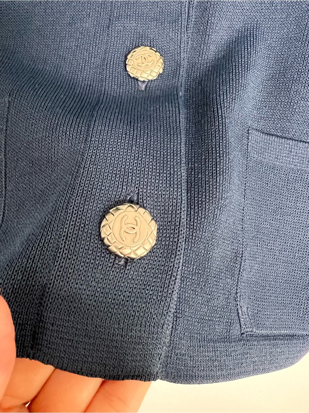 Vintage Chanel Blazer Jacket Women’s 38 size 2 XS knit Navy Blue B28 - Picture 4 of 10